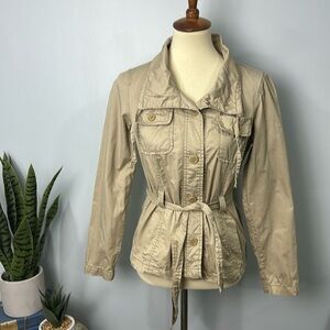 French Cuff Tan Safari Jacket Size Smalll